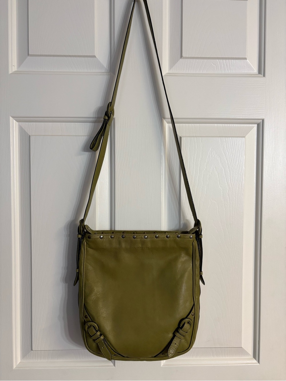 Le Tanneur Olive Green Leather Crossbody Bag